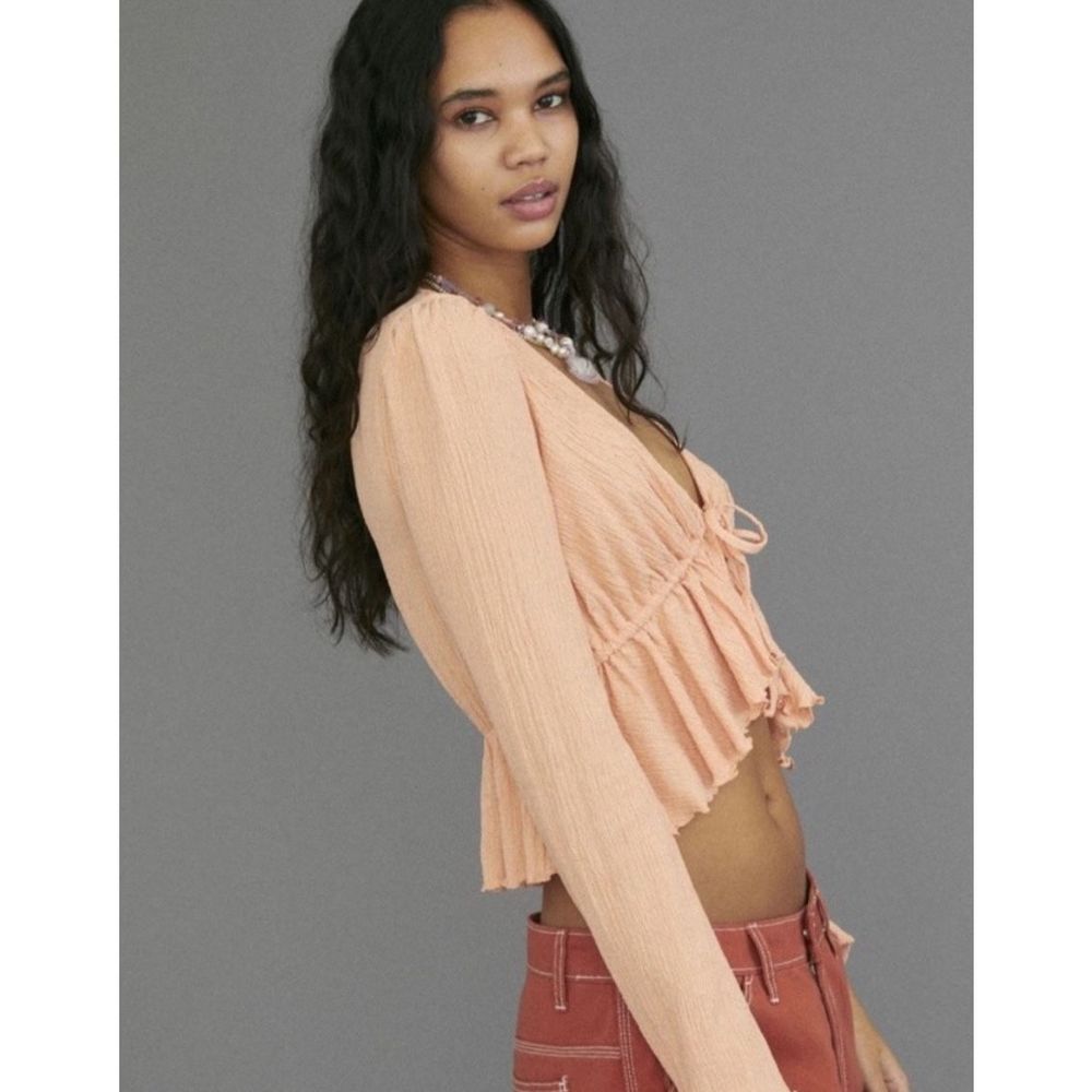 NWT Urban Outfitters Lucielle Ruffle Tie-Front Top